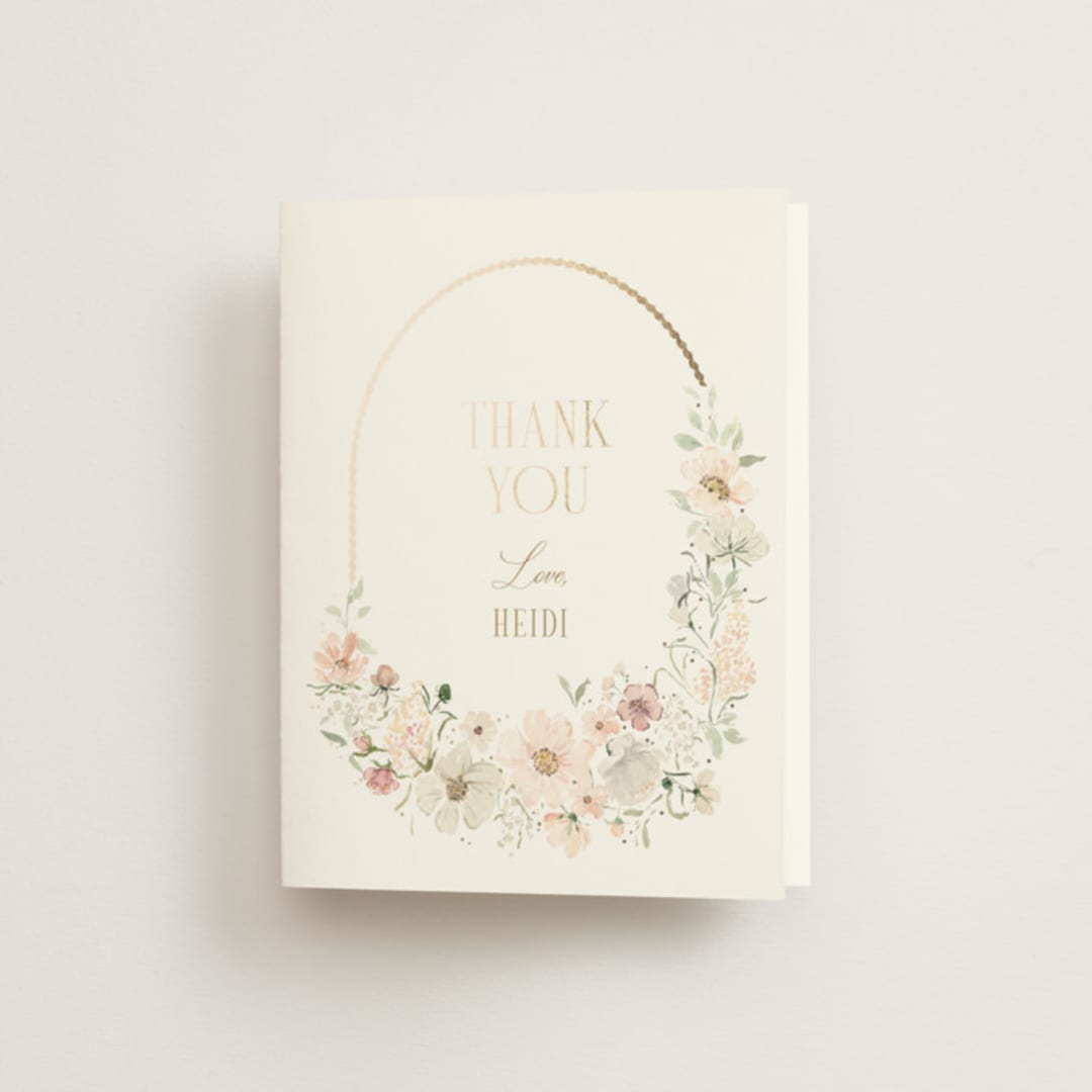 "Gorgeous" - Bridal Shower Thank You Cards in Blushing by Itsy Belle Studio - Front