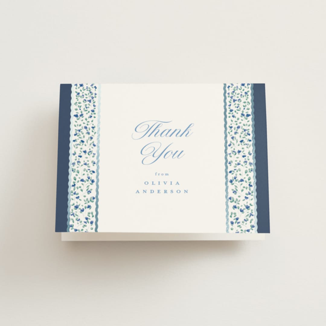 "Blue" - Bridal Shower Thank You Cards in Cobalt by Gwen Bedat - Front