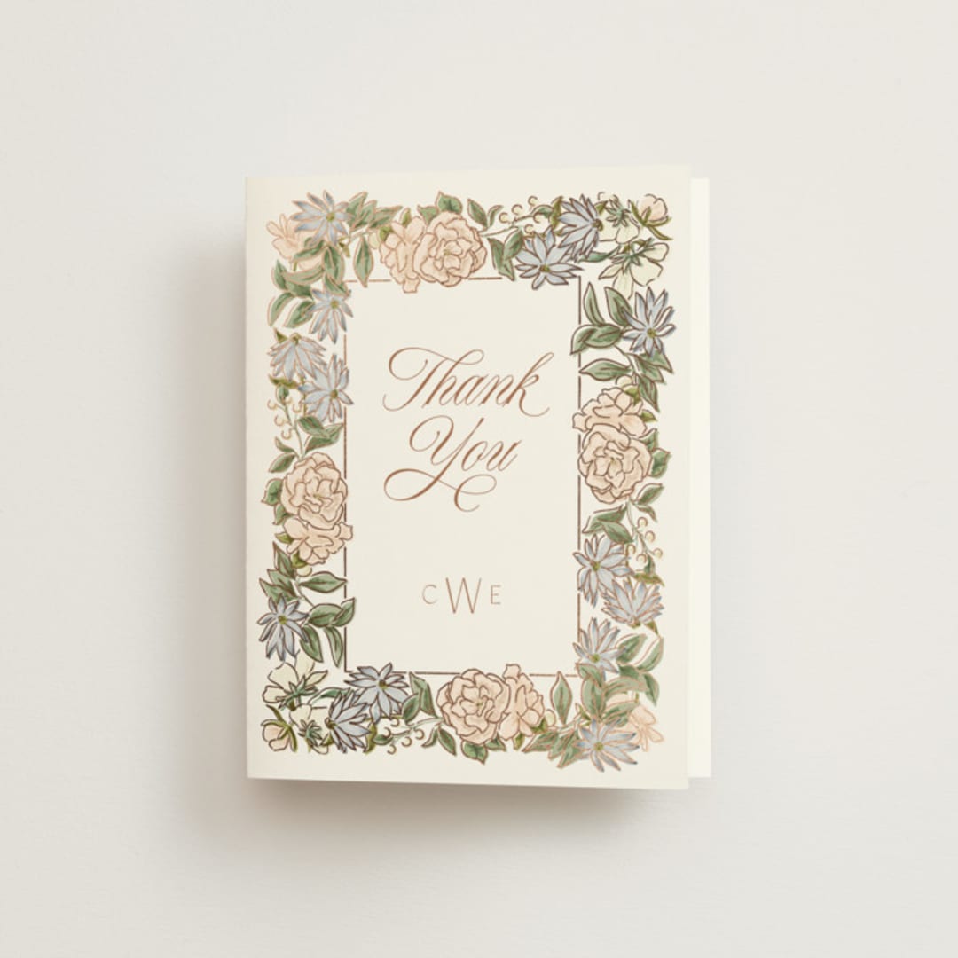 "Oval Wreath" - Bridal Shower Thank You Cards in Neopolitan by Leah Bisch - Front