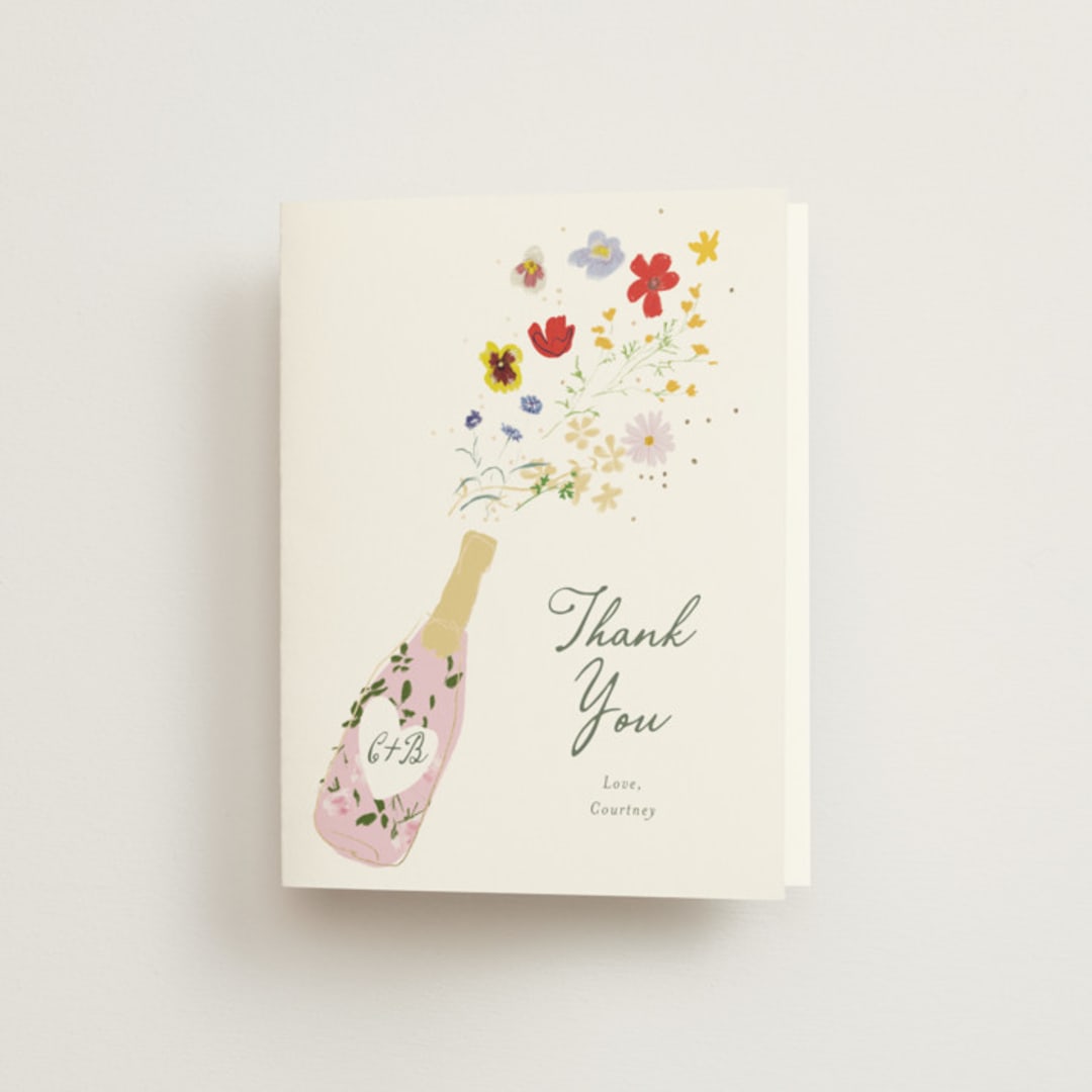 "Celebrate" - Bridal Shower Thank You Cards in Petal by Baumbirdy - Front