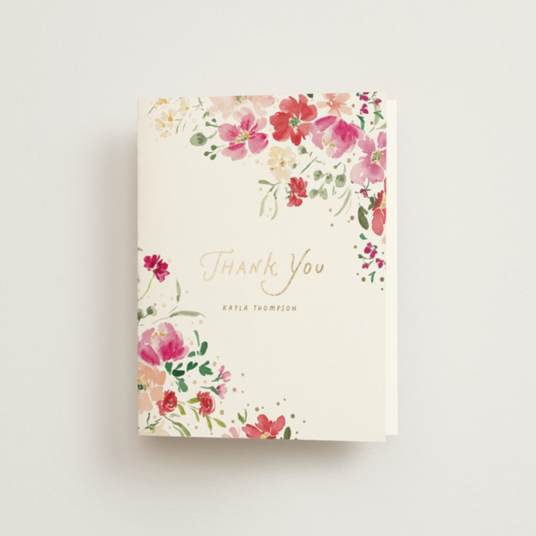 "Prosecco & Petals" - Bridal Shower Thank You Cards in Valentine by Itsy Belle Studio - Front