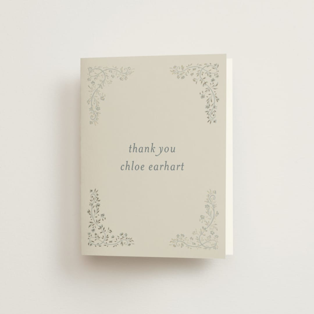 "Floral Romance" - Bridal Shower Thank You Cards in Something Blue by Gwen Bedat - Front