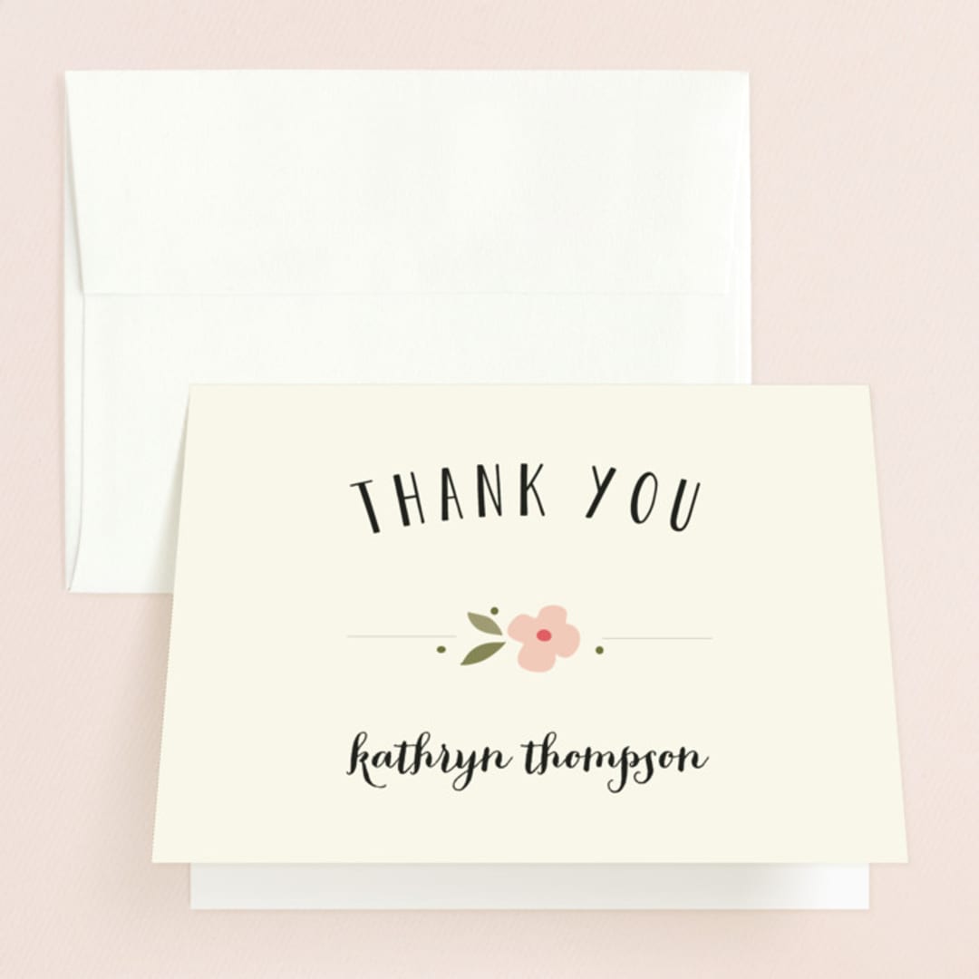 "Beginning" - Bridal Shower Thank You Cards in pink by Susan Brown - Front