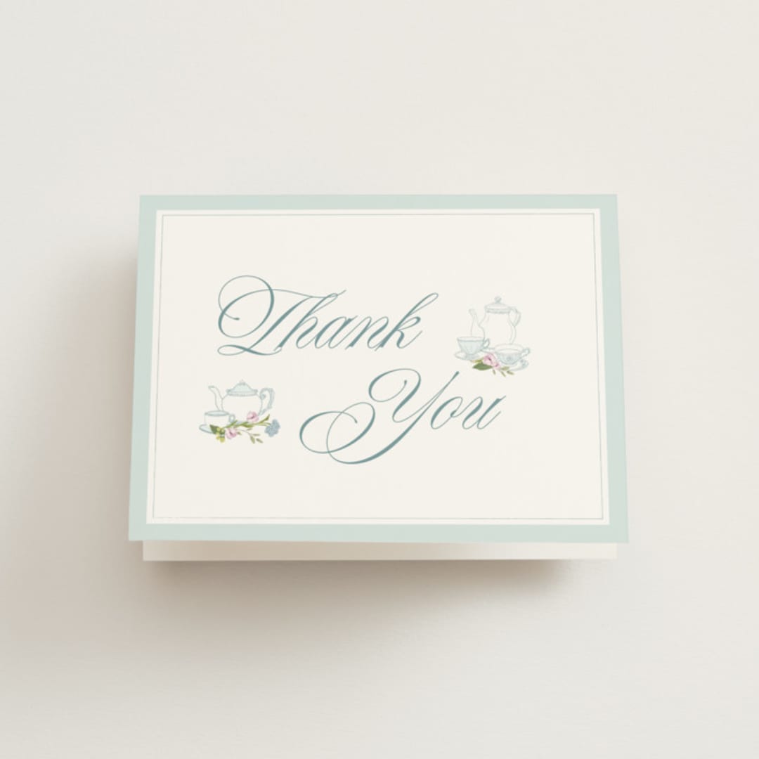 "Garden Tea" - Bridal Shower Thank You Cards in Wedgewood by Susan Moyal - Front