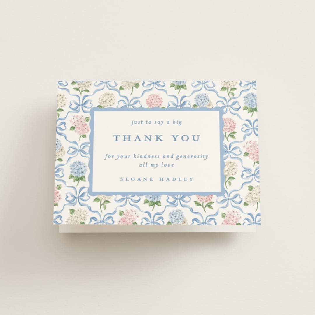 "Martha" - Bridal Shower Thank You Cards in Cloud by Sarah Knight - Front