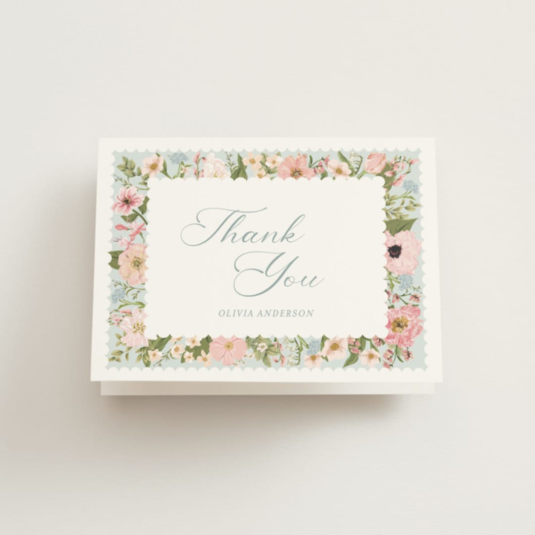 "Blooming" - Bridal Shower Thank You Cards in Blush by Susan Moyal - Front