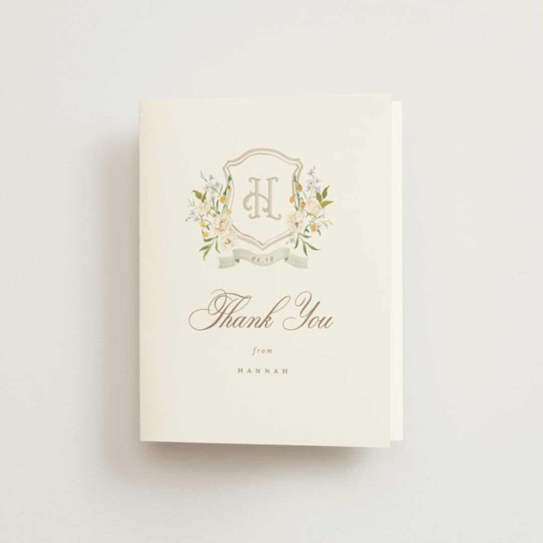 "Avalon" - Bridal Shower Thank You Cards in Chiffon by Everett Paper Goods - Front