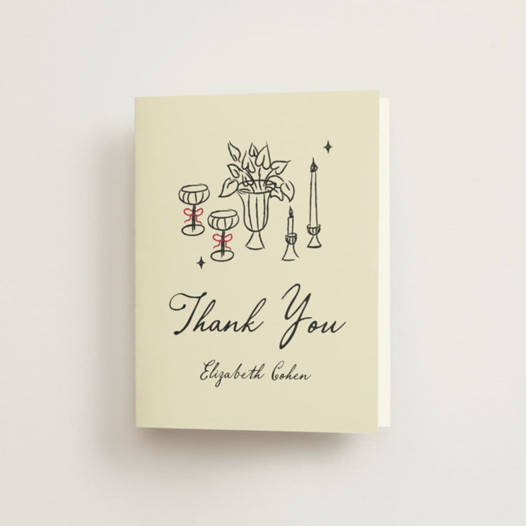 "Vintage Lovers" - Bridal Shower Thank You Cards in Champagne by Helena Vitto - Front