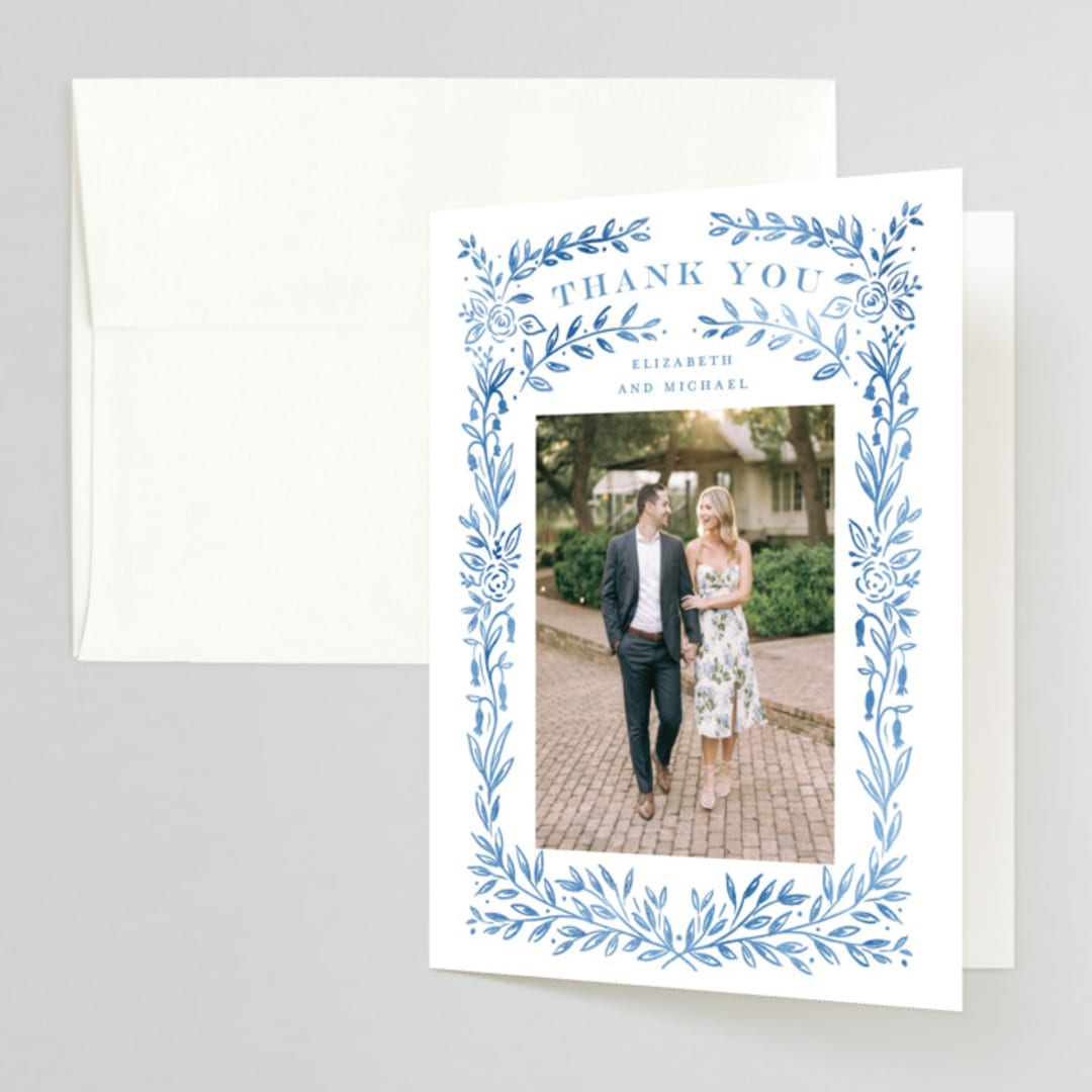"Royal" - Bridal Shower Thank You Cards in Cobalt by Petra Kern - Front