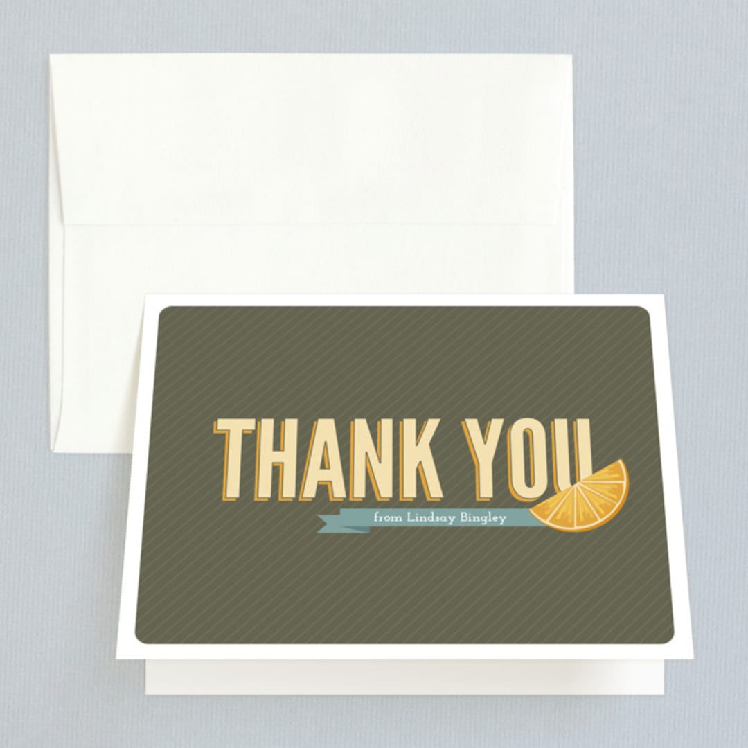 "Fresh Mimosa" - Bridal Shower Thank You Cards in brown | orange by Jessica Williams - Front