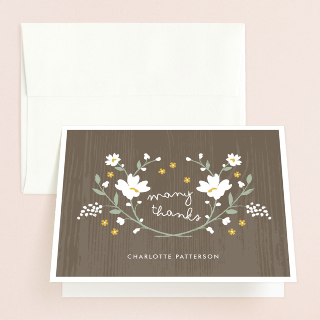 "Rustic Wildflowers" - Bridal Shower Thank You Cards in yellow by Kristie Kern - Front