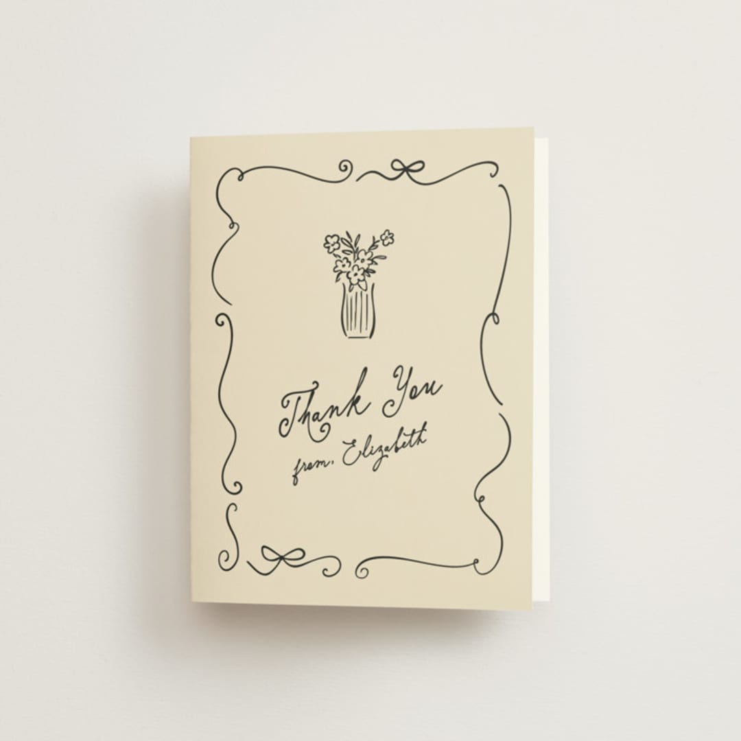 "Vintage Par-tea" - Bridal Shower Thank You Cards in Sand by Creo Study - Front