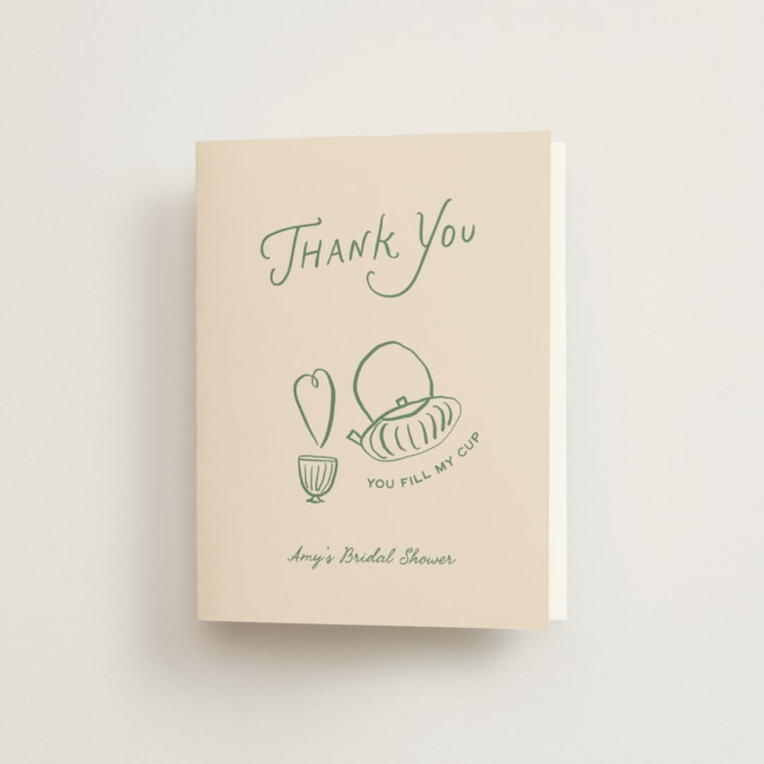 "Perfect Matcha" - Bridal Shower Thank You Cards in Matcha by Ani Somi - Front