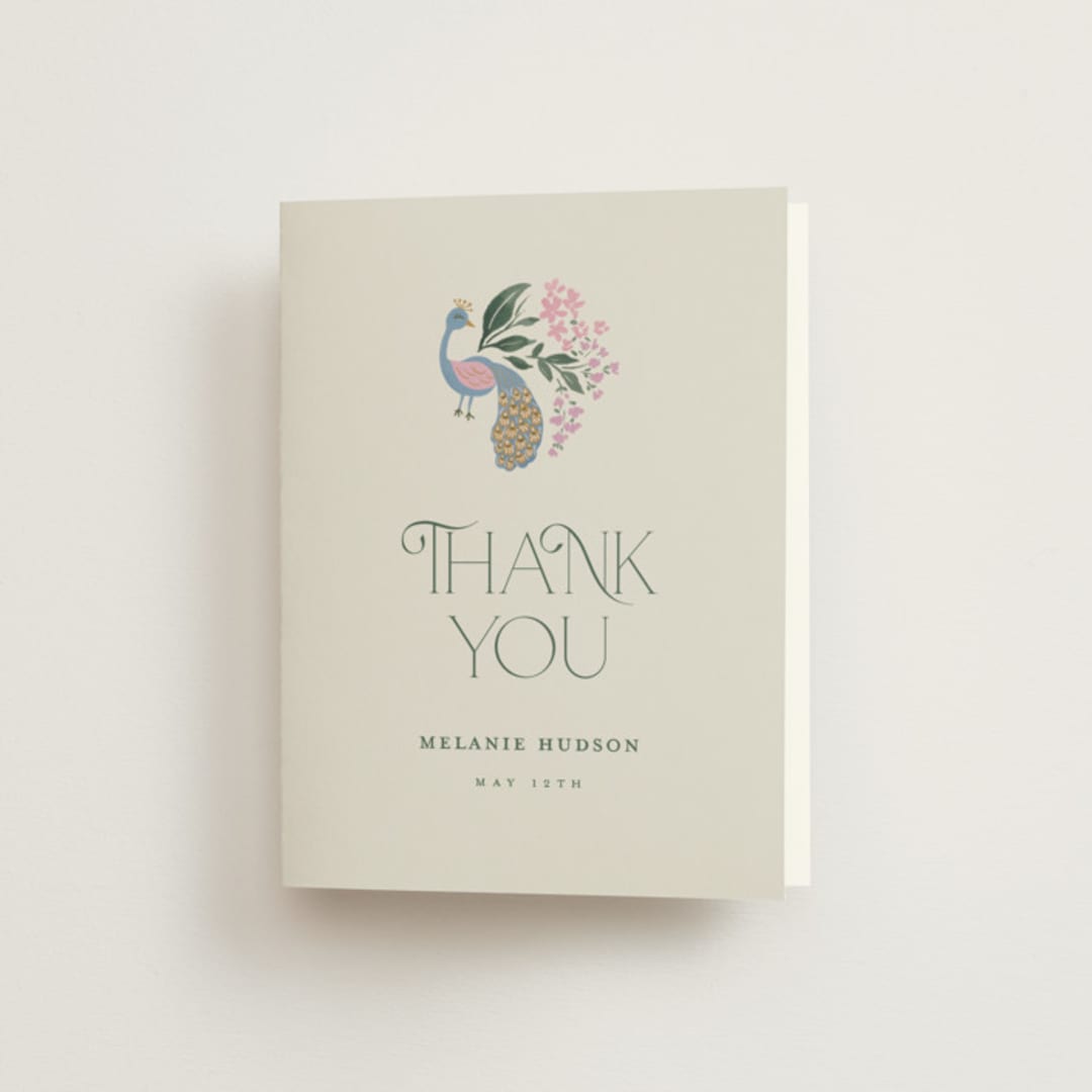 "paonne" - Bridal Shower Thank You Cards in Peacock by Vera Lim - Front