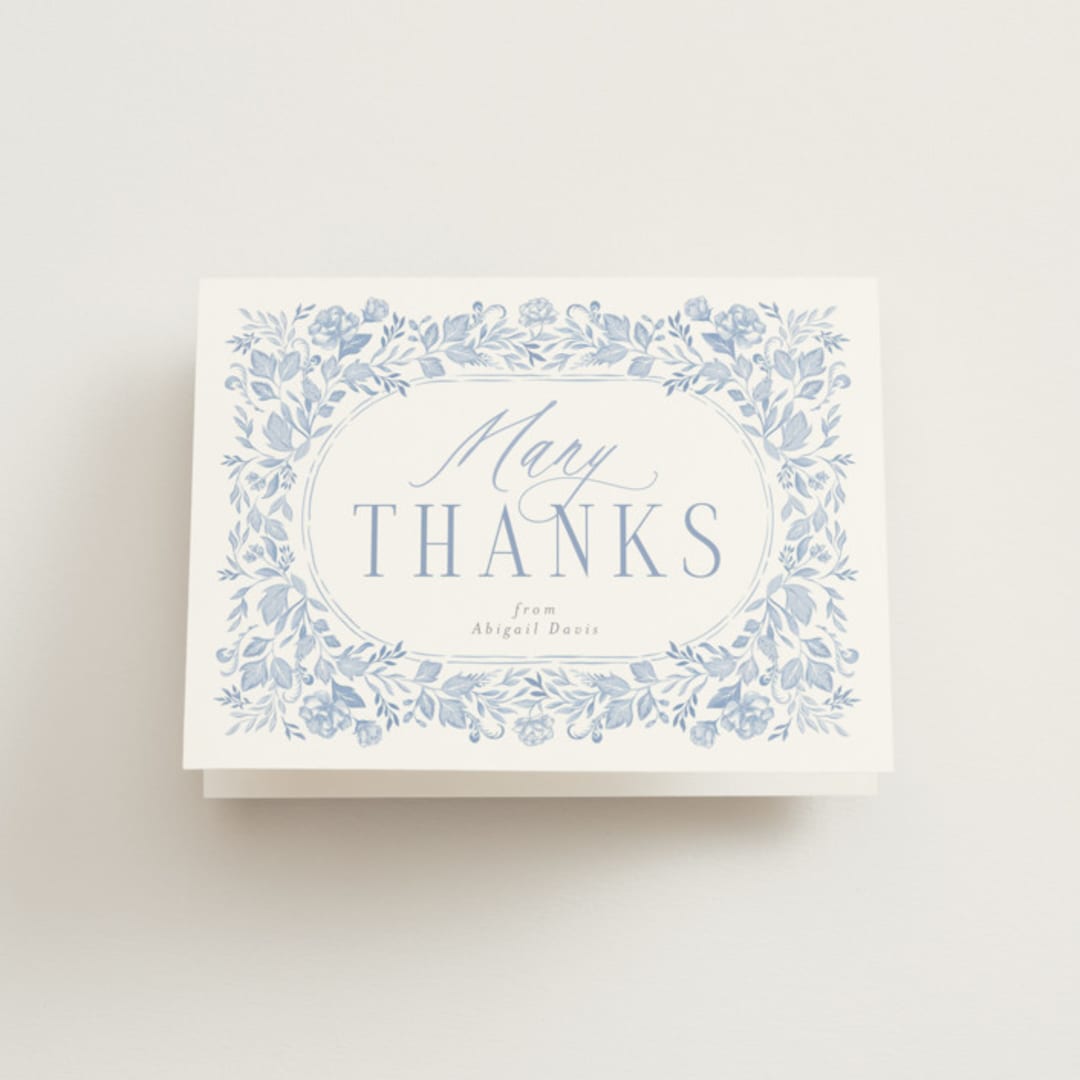 "French Blue" - Bridal Shower Thank You Cards in Periwinkle by Joanna Griffin - Front