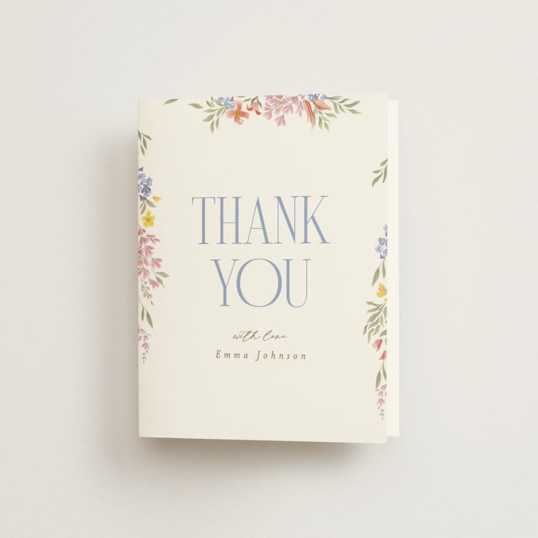 "Dainty Flowers" - Bridal Shower Thank You Cards in Rose Quartz by Joanna Griffin - Front