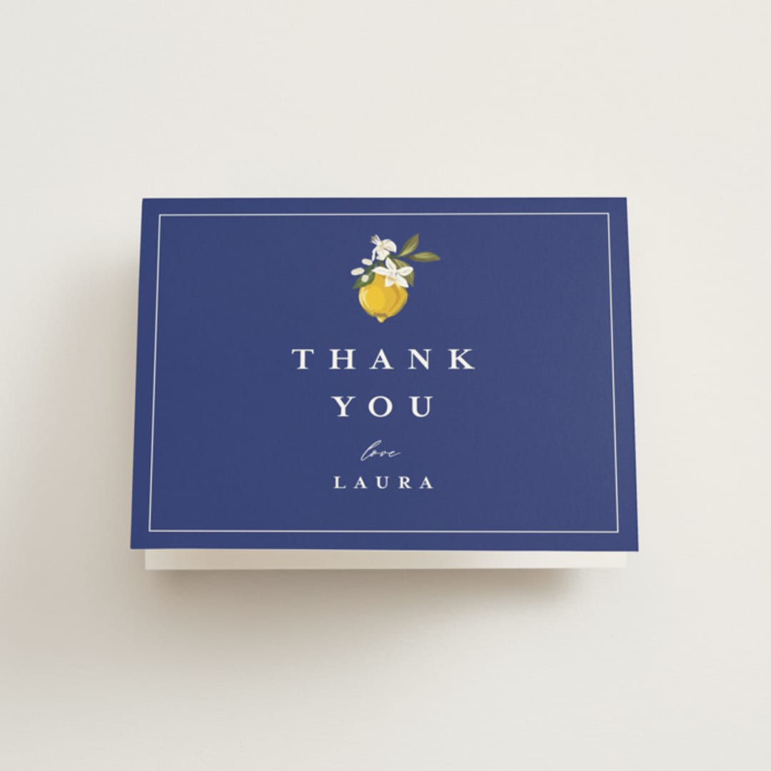 "Amore Floral" - Bridal Shower Thank You Cards in Cerulean by Susan Moyal - Front