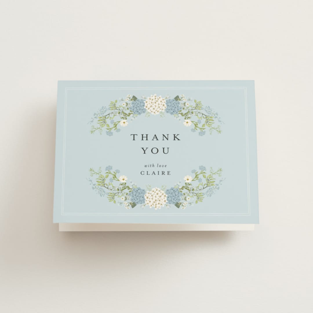 "Wedgewood" - Bridal Shower Thank You Cards in Cerulean by Susan Moyal - Front