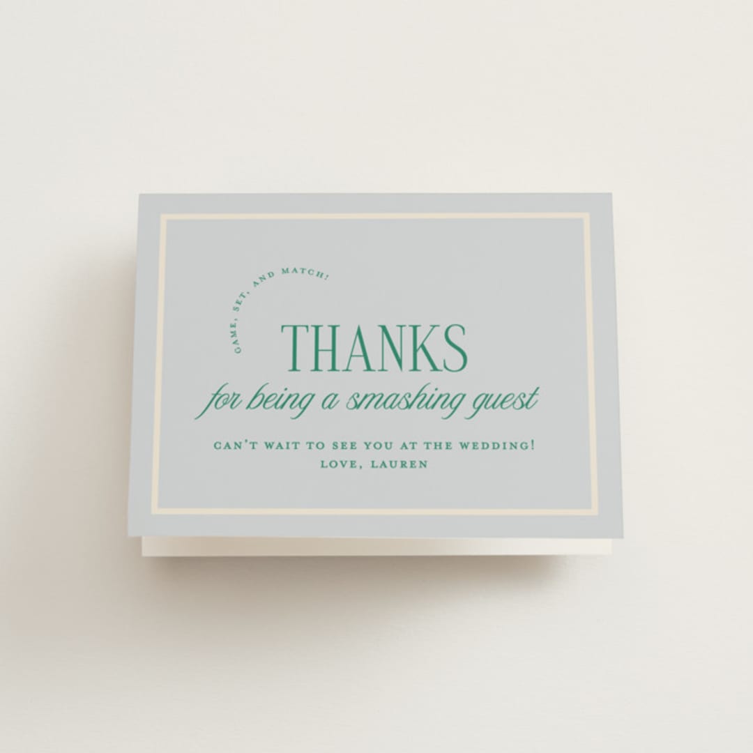 "Racquet Club" - Bridal Shower Thank You Cards in Sky by Leia Matt - Front