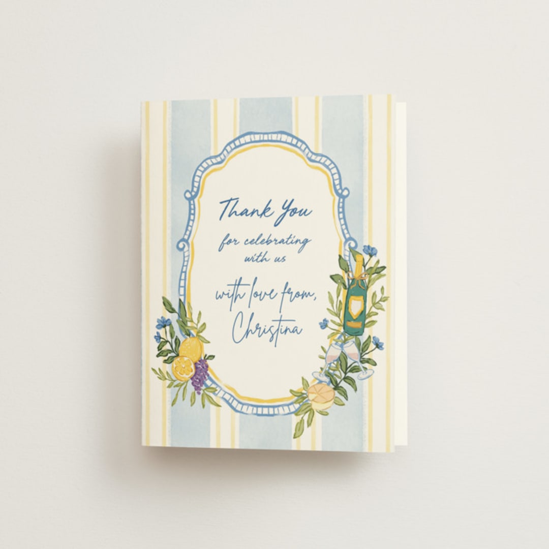 "Lemon" - Bridal Shower Thank You Cards in Blueberry by Elly - Front