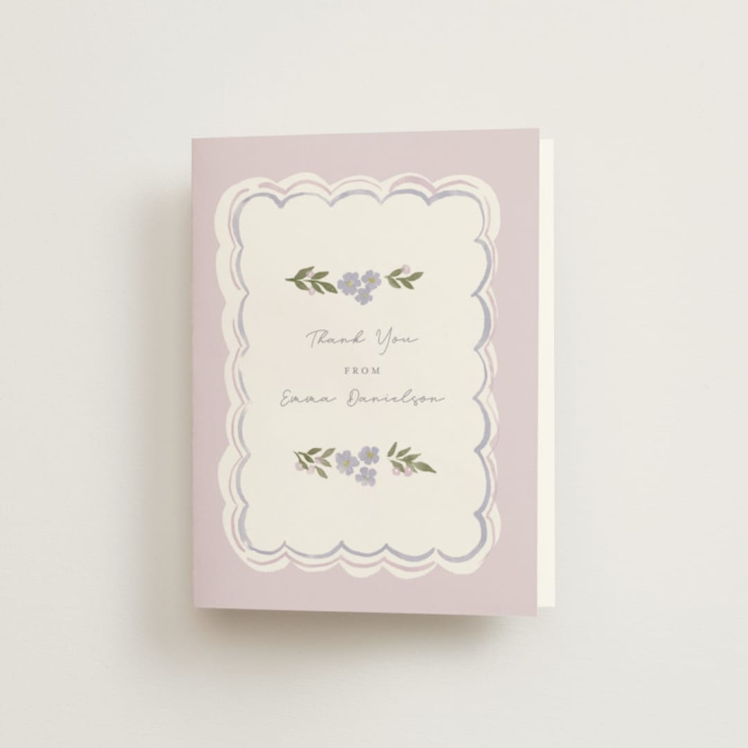 "pretty little floral" - Bridal Shower Thank You Cards in Lilac by Rebecca Durflinger - Front