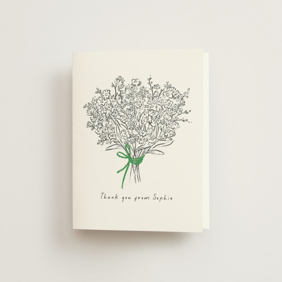 "Tied Bouquet" - Bridal Shower Thank You Cards in Lawn by mo kelley - Front