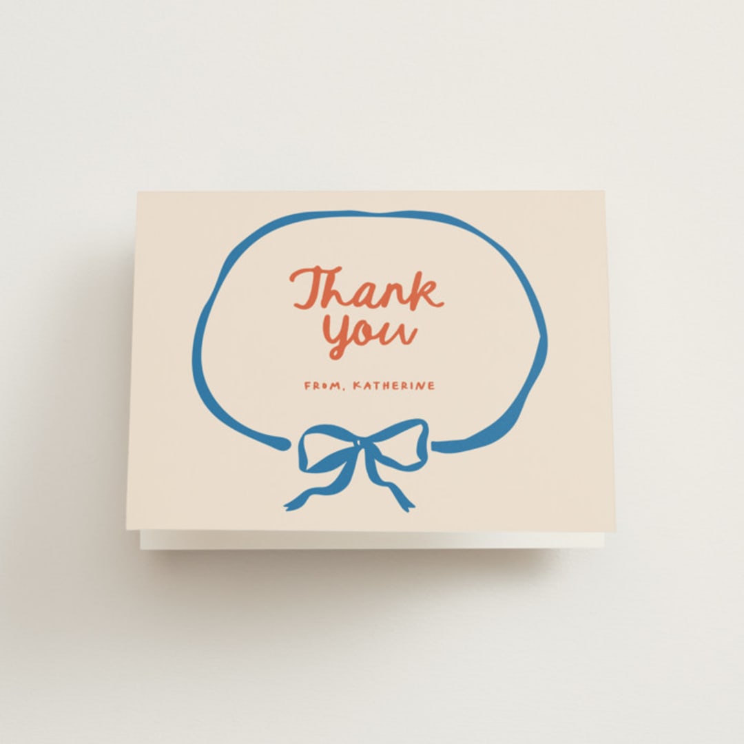 "Minimal bow" - Bridal Shower Thank You Cards in Wave by Creo Study - Front