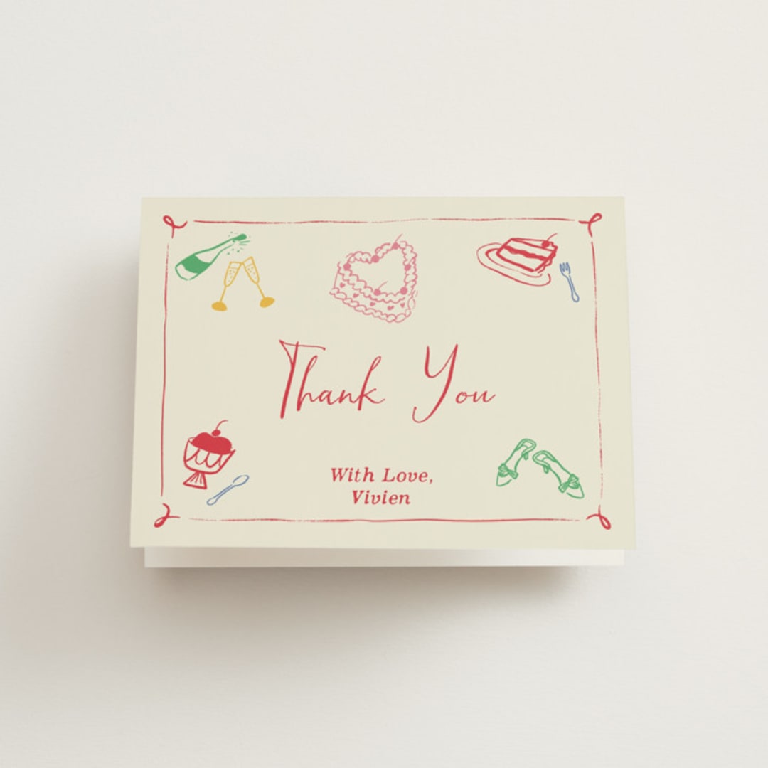 "Heights of Love" - Bridal Shower Thank You Cards in Fruitcake by Sarah Rosenthal - Front