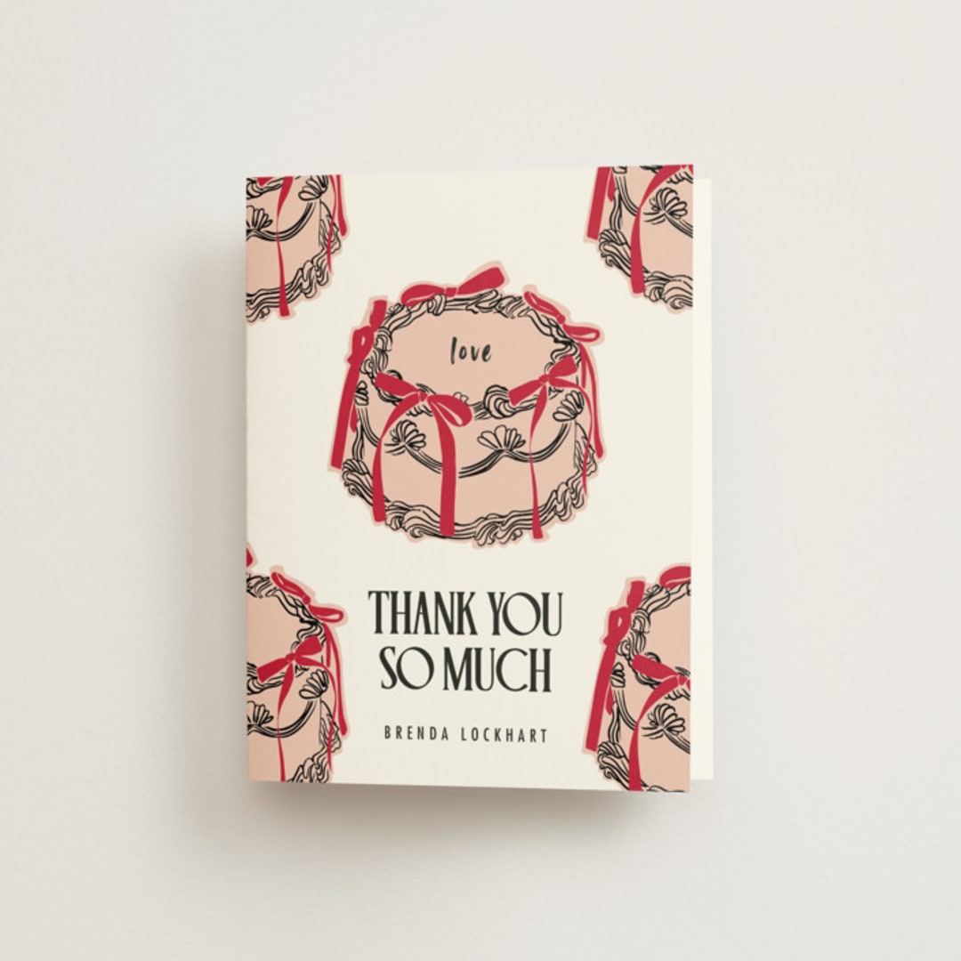 "Maraschino" - Bridal Shower Thank You Cards in Cherry by Nazia Hyder - Front