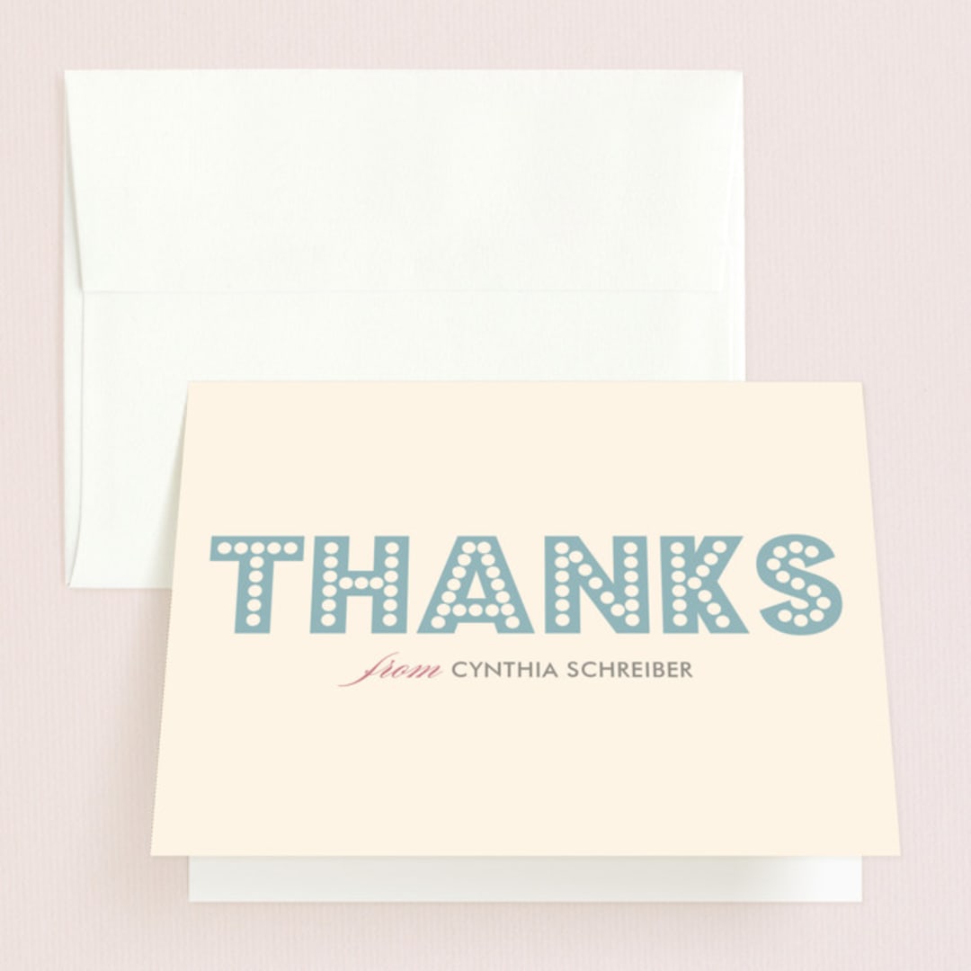 "float + here comes" - Bridal Shower Thank You Cards in blue by Float Paperie - Front