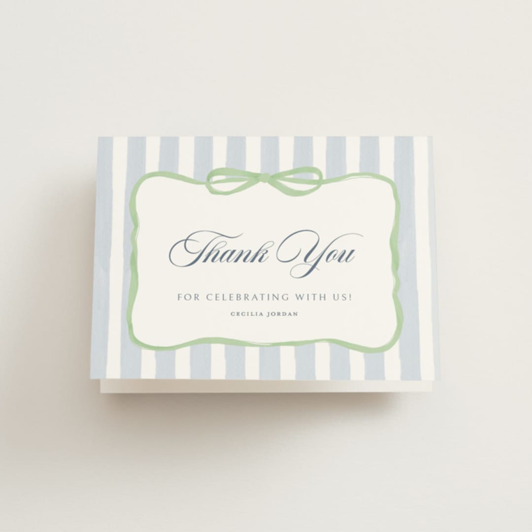 "Celina" - Bridal Shower Thank You Cards in Mint by Pati Cascino - Front