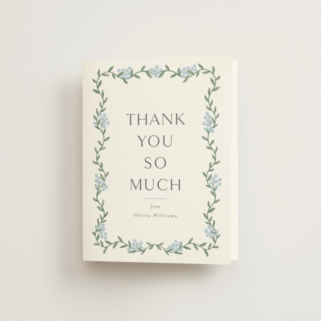 "Simple Garland" - Bridal Shower Thank You Cards in Sky by Christy Hy Lee - Front