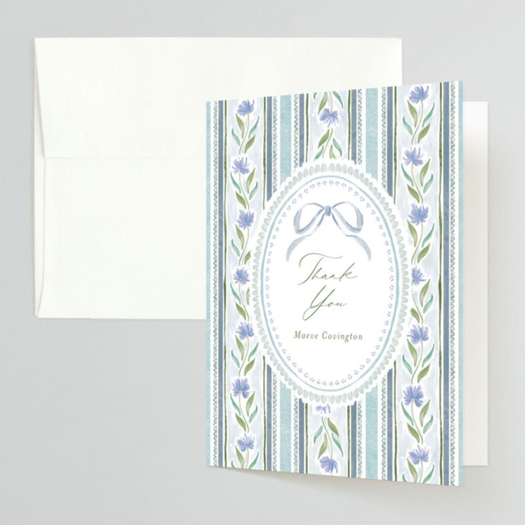 "Wildflower Ribbon" - Bridal Shower Thank You Cards in Cotswolds by Jackie Crawford - Front