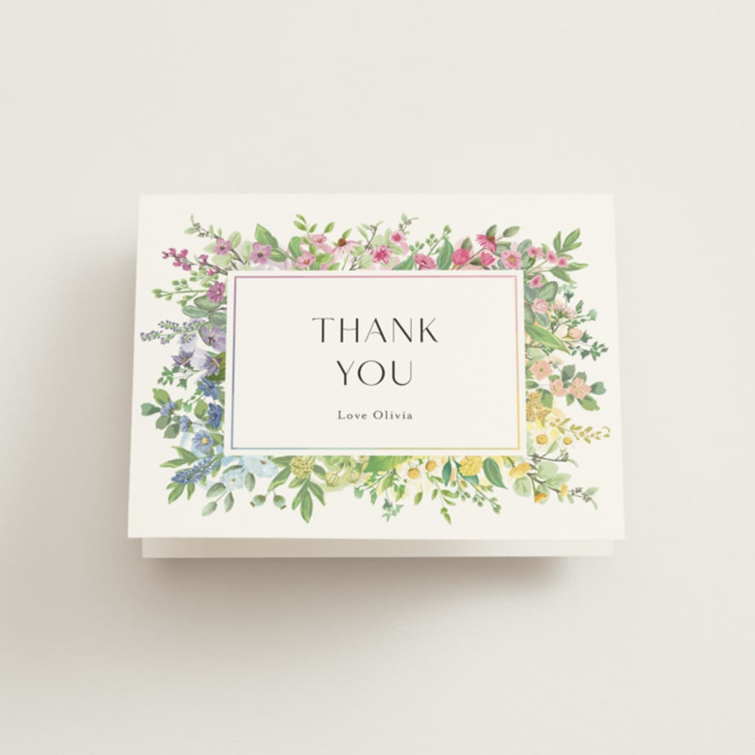 "flower garden" - Bridal Shower Thank You Cards in Cotton by Susan Moyal - Front