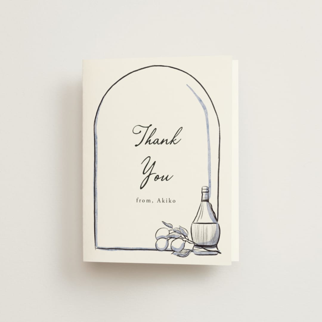 "Blue Chianti" - Bridal Shower Thank You Cards in Powder Blue by Becky Nimoy - Front