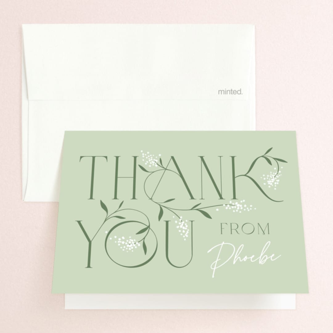 "floral letters" - Bridal Shower Thank You Cards in Garden by Alethea and Ruth - Front