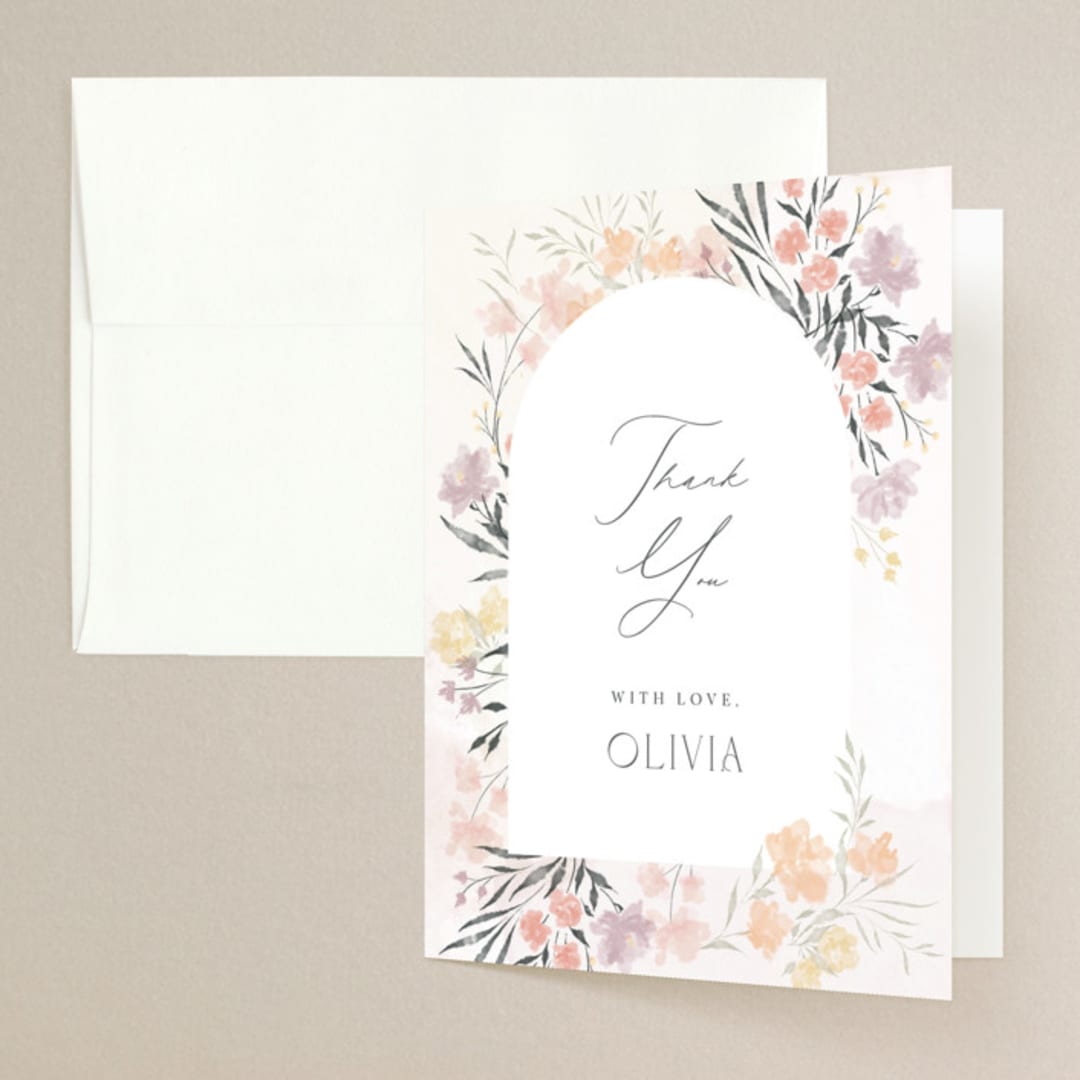 "spring blossom" - Bridal Shower Thank You Cards in Blush by Nicoletta Savod - Front