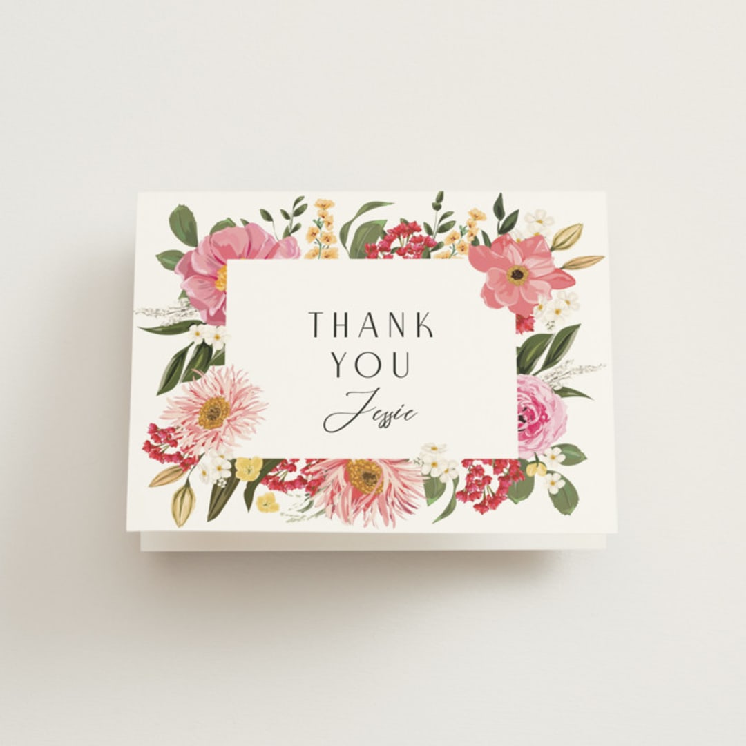"Summer Fresh" - Bridal Shower Thank You Cards in Coral by Susan Moyal - Front