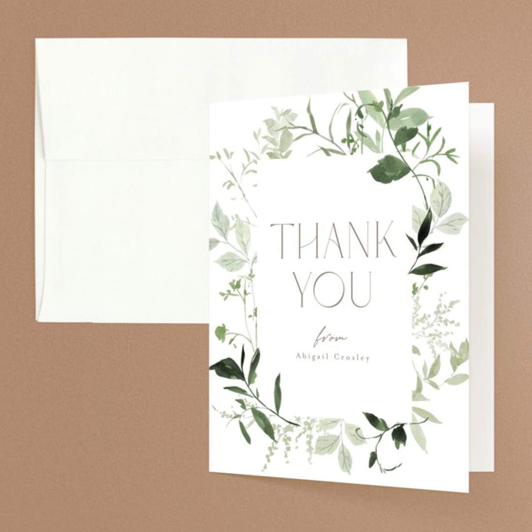 "Verde" - Bridal Shower Thank You Cards in Meadow by Everett Paper Goods - Front