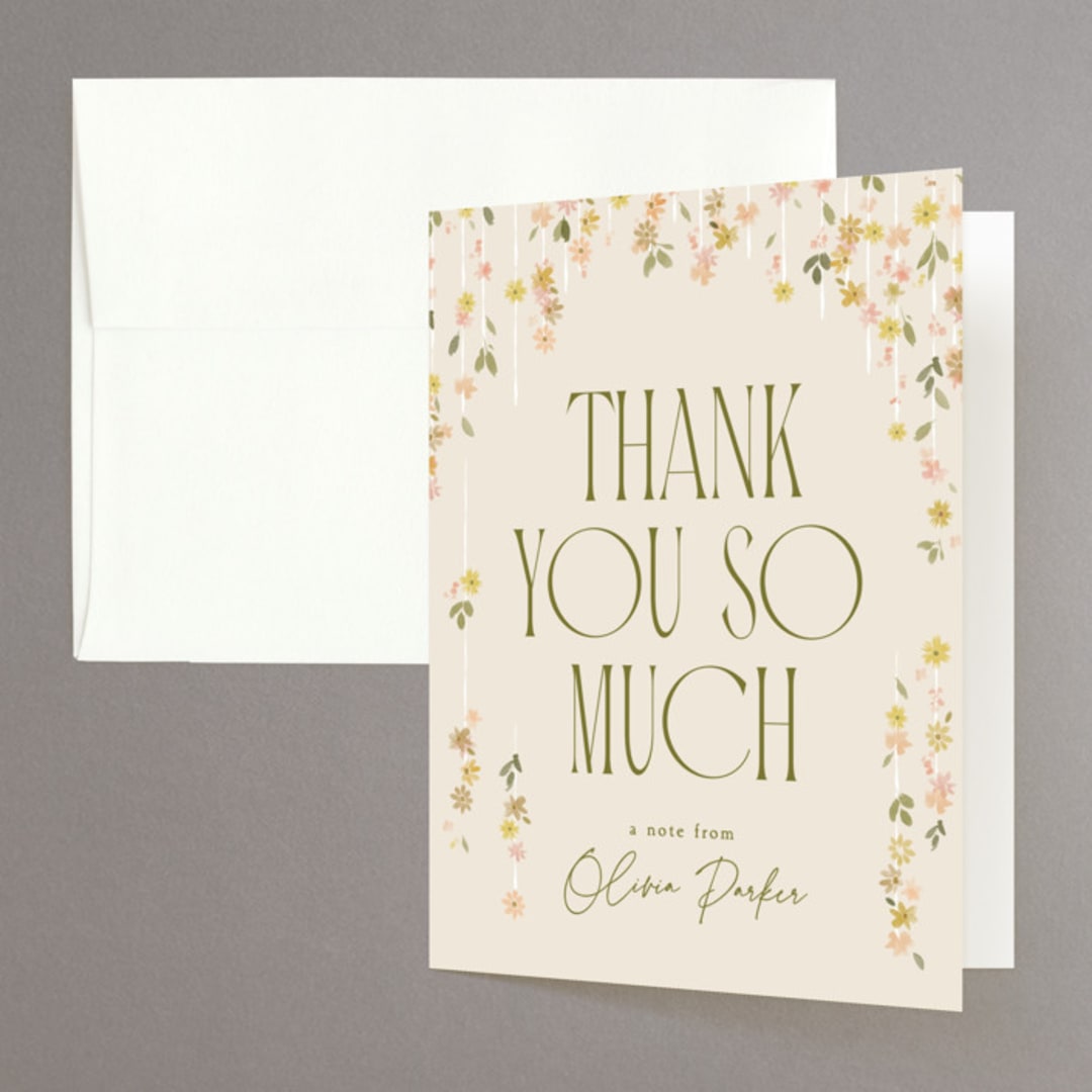 "Boho Branch" - Bridal Shower Thank You Cards in Cream by Robert and Stella - Front