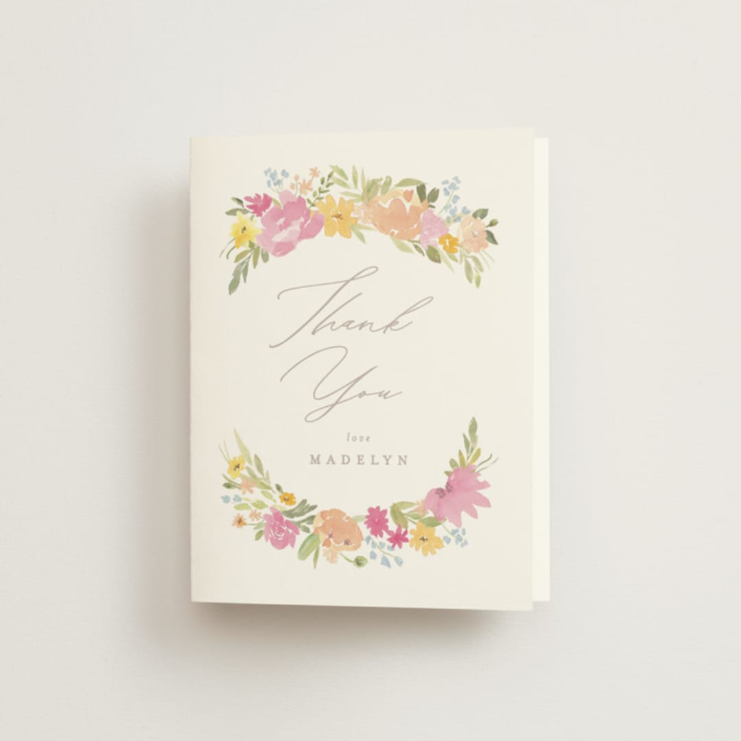 "Blooming arch" - Bridal Shower Thank You Cards in Peony by Creo Study - Front