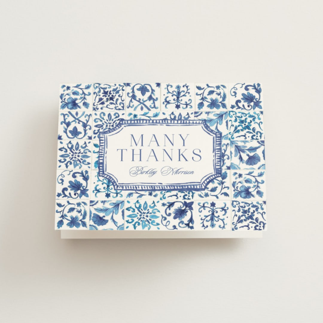 "Amalfi Coast" - Bridal Shower Thank You Cards in Cerulean by Jenna Holcomb - Front