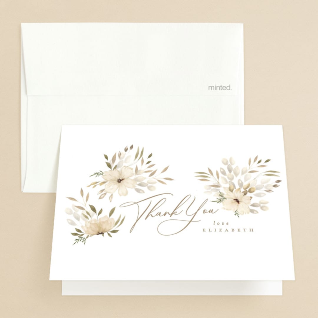 "floral bride" - Bridal Shower Thank You Cards in Elegant Spring by Phrosné Barwood - Front