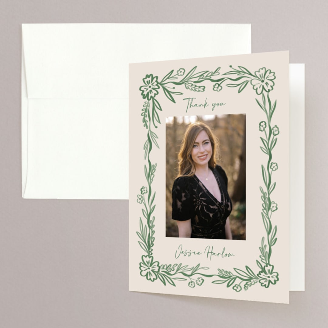 "Doodled" - Bridal Shower Thank You Cards in Meadow by Petra Kern - Front