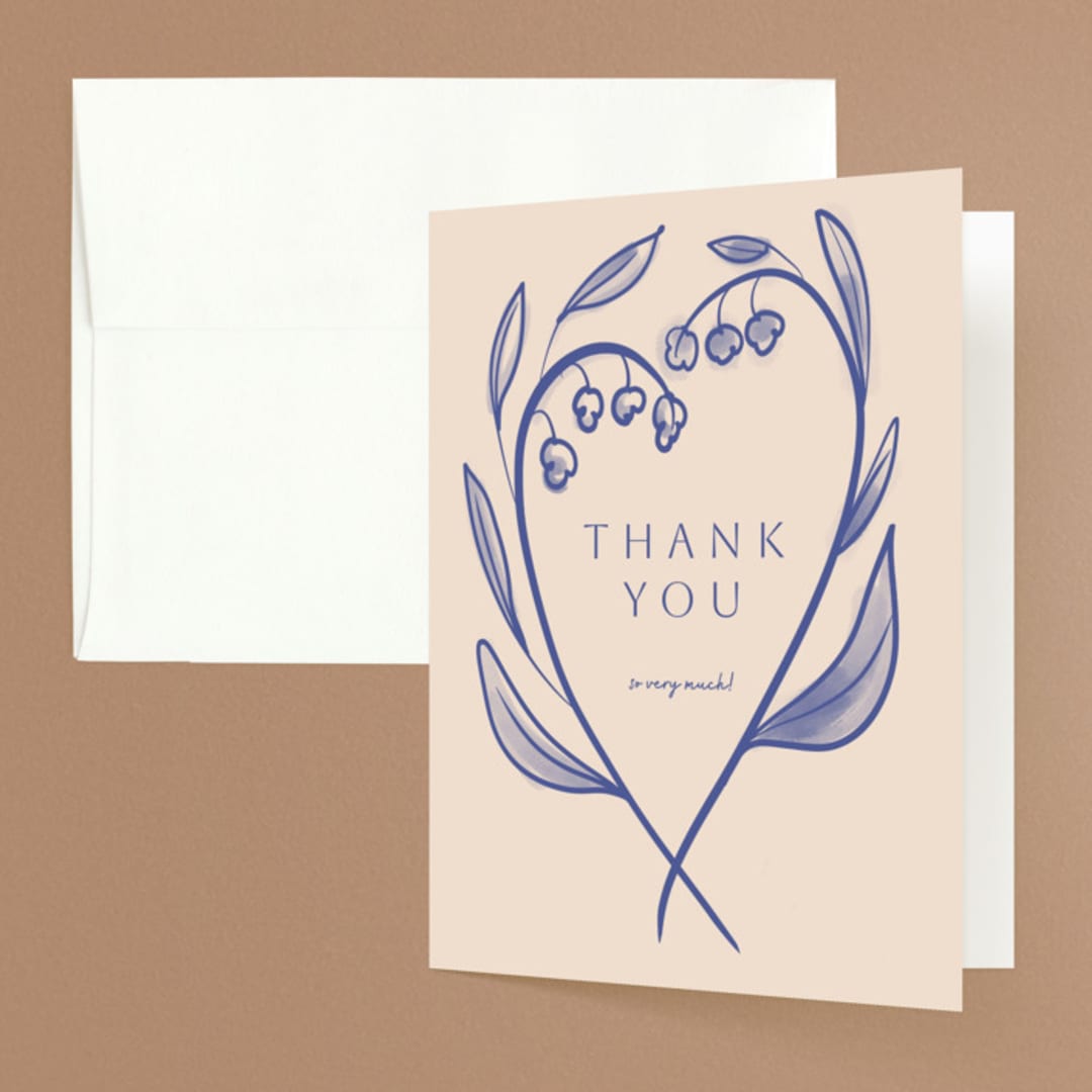 "Floreal" - Bridal Shower Thank You Cards in Nude by Ani Somi - Front