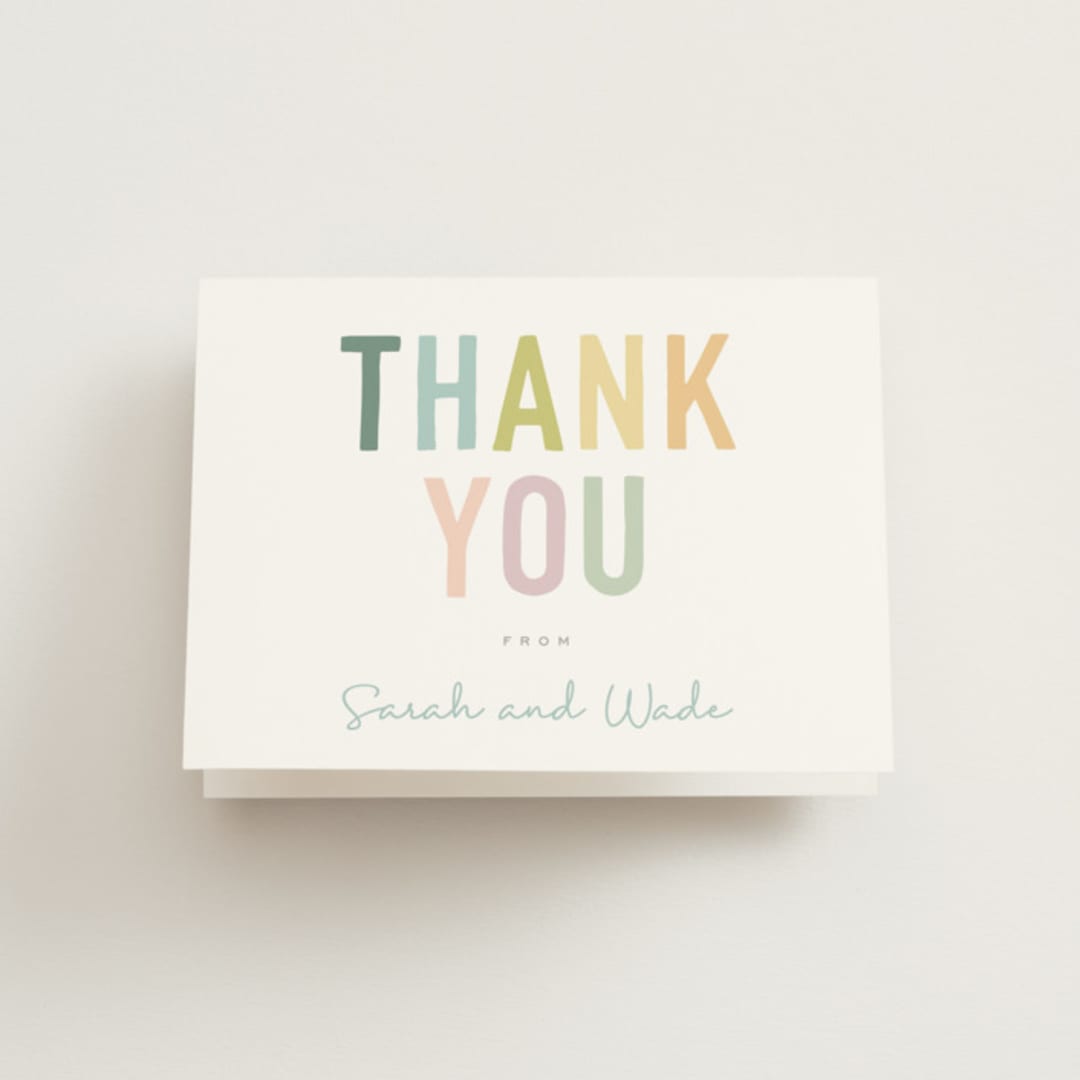 "Cheers And Beers" - Bridal Shower Thank You Cards in Rainbow by Sara Hicks Malone - Front
