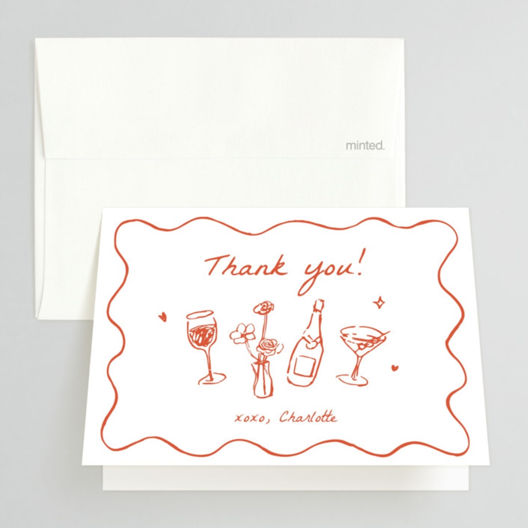 "Chic Soirée" - Bridal Shower Thank You Cards in Verona Sunset by Cass Loh - Front