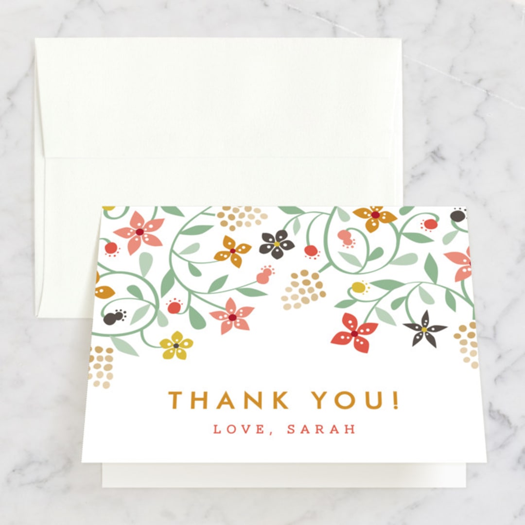 "Botanical Affair" - Bridal Shower Thank You Cards in pink by Yolanda Mariak Chendak - Front