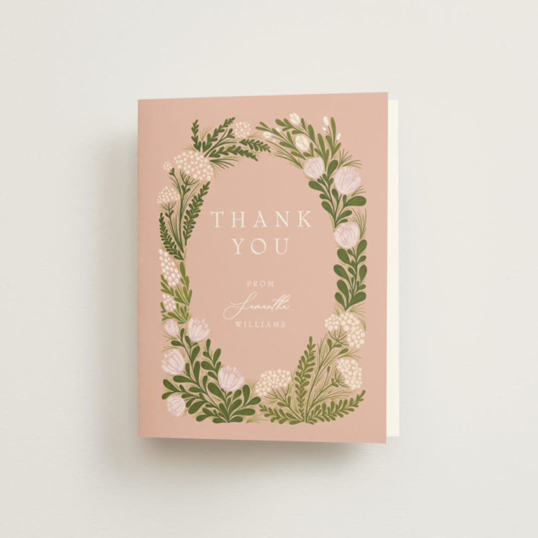 "Floral Harvest" - Bridal Shower Thank You Cards in Rose by Paper Sun Studio - Front