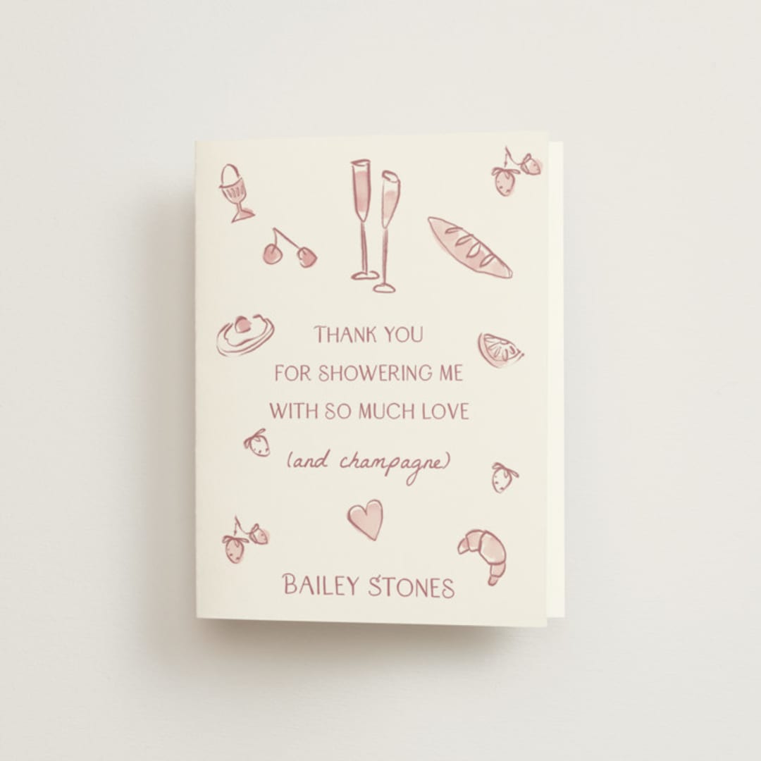 "Lanna" - Bridal Shower Thank You Cards in Deep Rose by Pati Cascino - Front